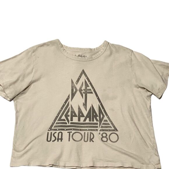 Def Leppard Graphic USA Tour 80 Cropped Rock Tee - Picture 3 of 6